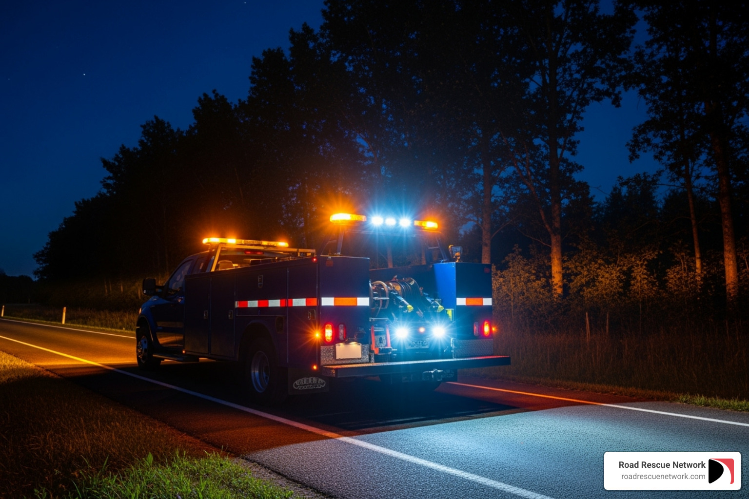 mobile service truck at night - truck repair that comes to you 24 hour