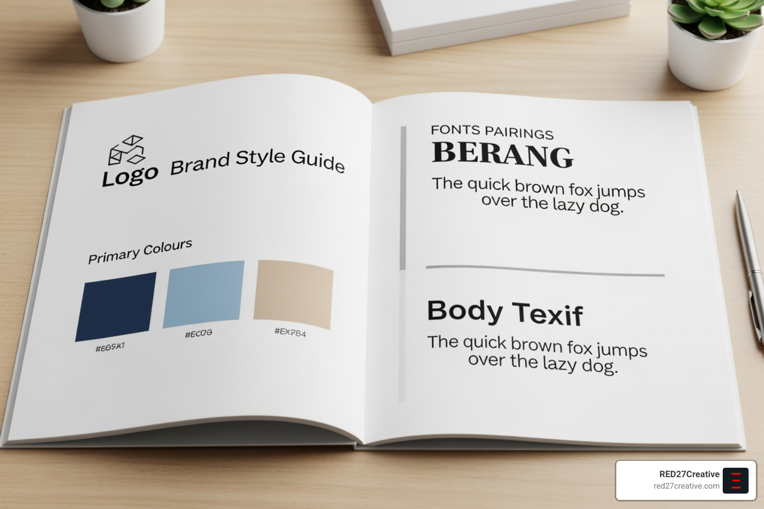 brand style guide showing a logo, primary and secondary colors, and font pairings - Brand building website brand style guide showing a logo, primary and secondary colors, and font pairings - Brand building website