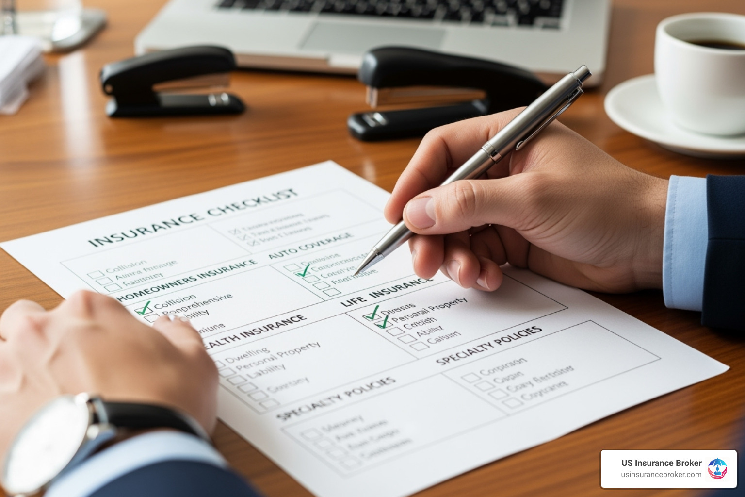 Checklist showing different insurance coverages. - mixed use property insurance cost