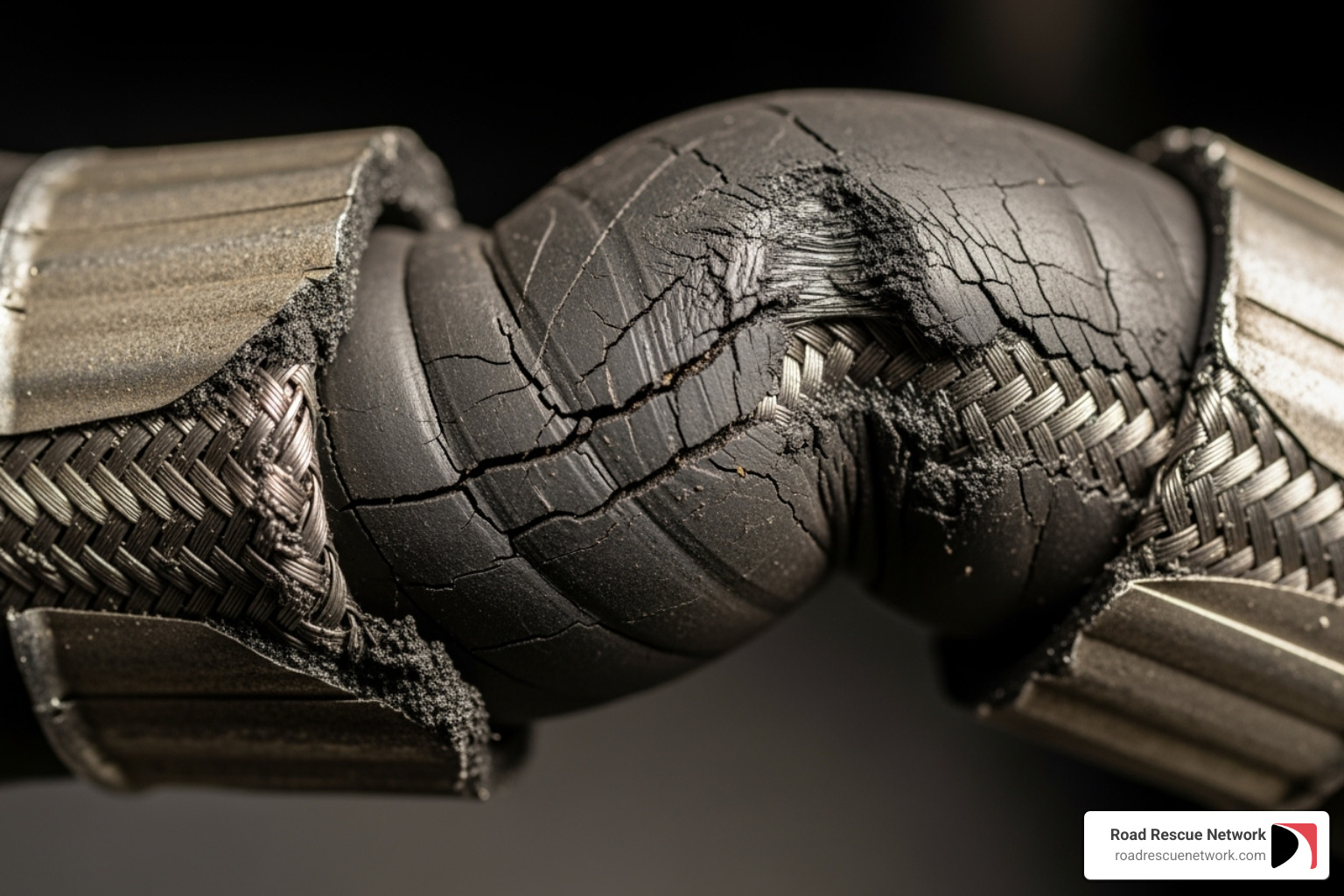 image of different types of hose damage: abrasion, cracks, and kinks - hydraulic hose repair