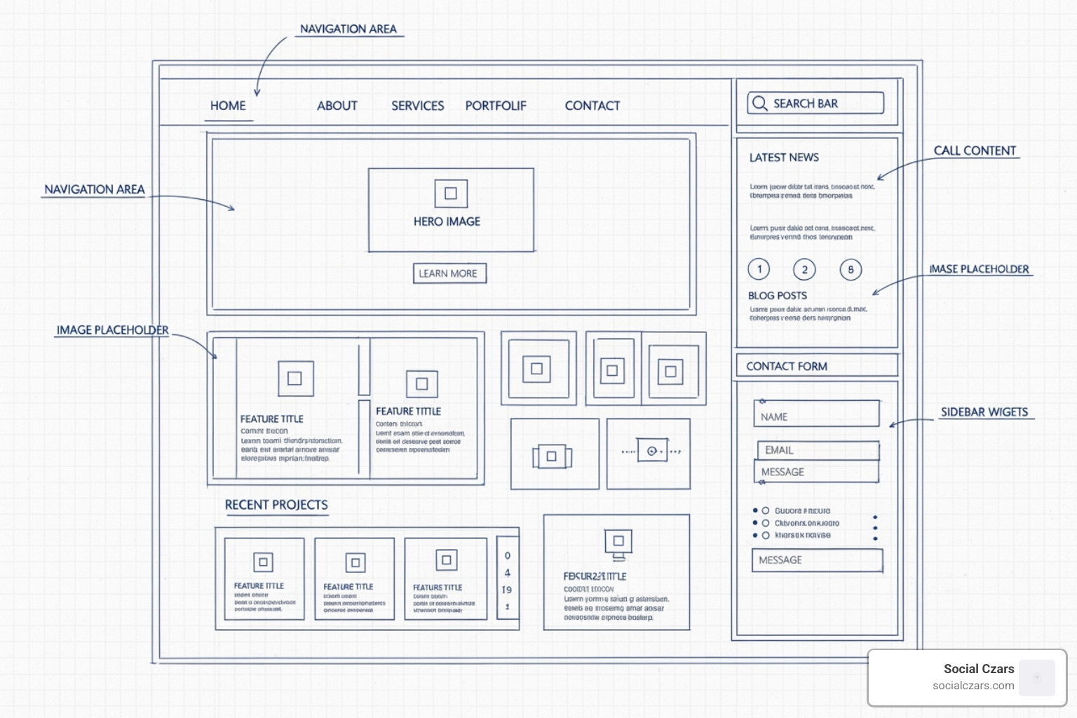 blueprint for a website with user-centric design elements - ethical SEO practices