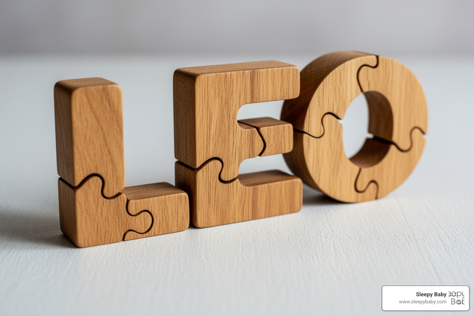 custom wooden name puzzle spelling out "LEO" - gifts for baby boy