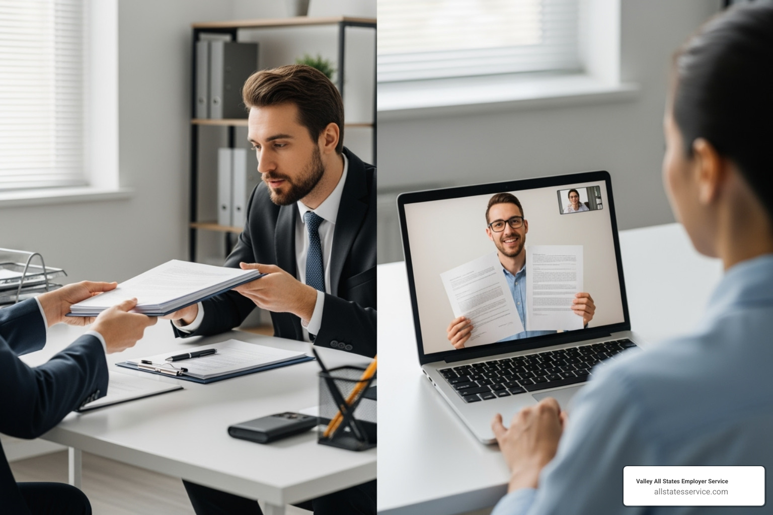 Side-by-side comparison of in-person and remote I-9 document review - I-9 document review