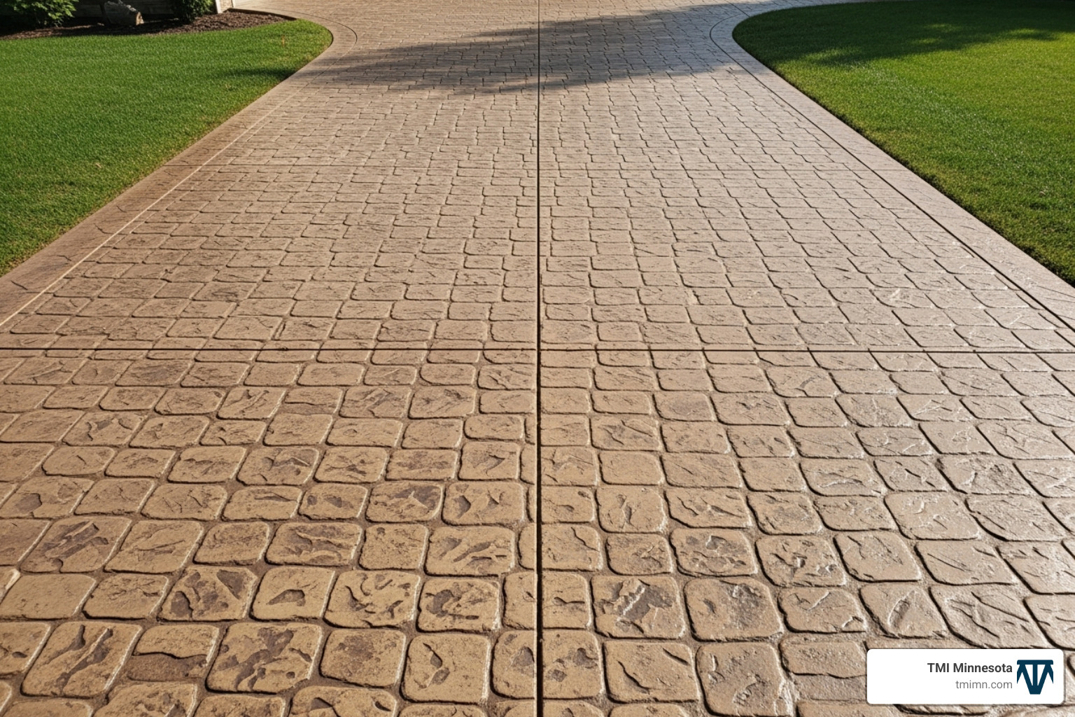 stamped concrete driveway with decorative pattern - concrete driveways