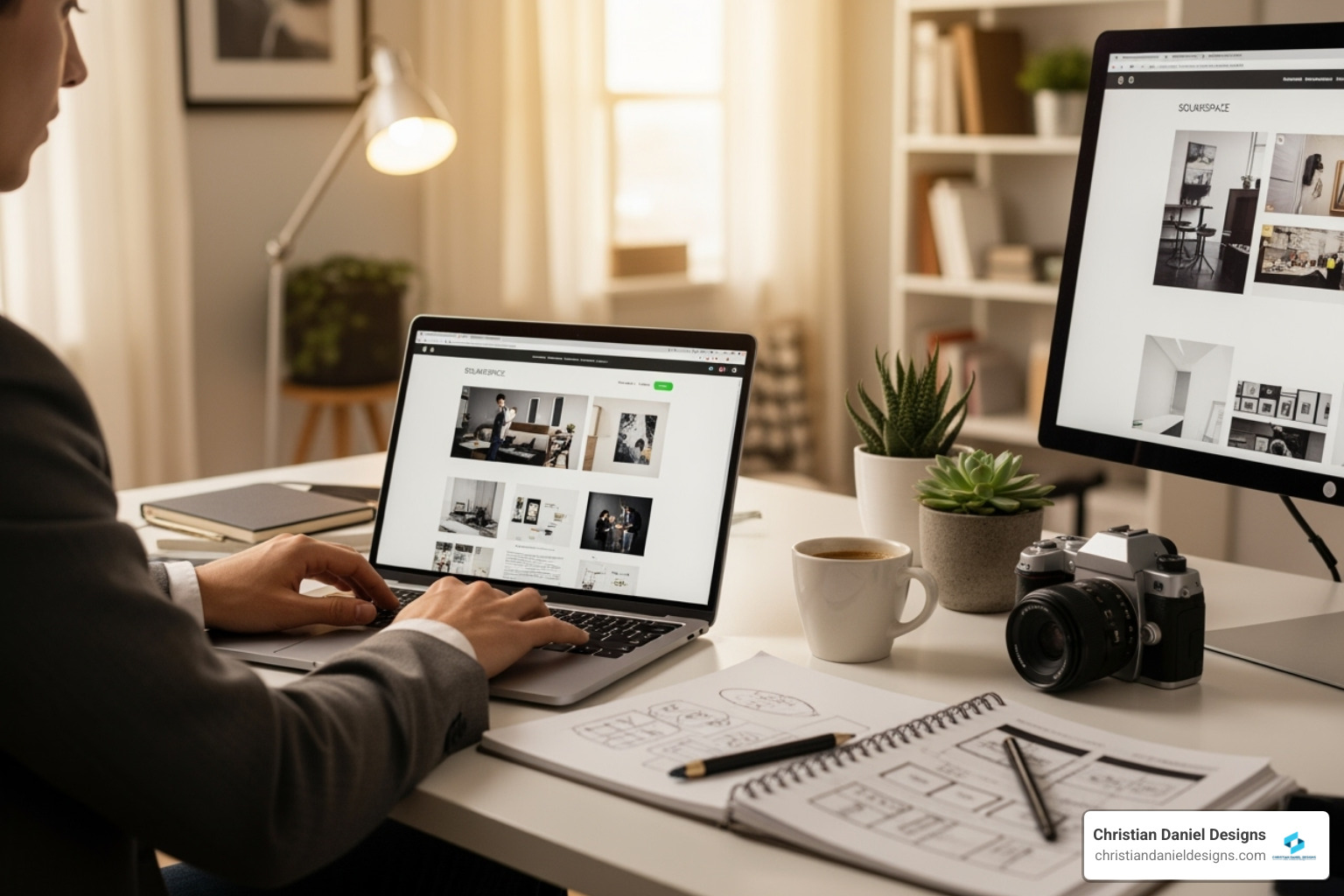 Designer's portfolio interface showing various Squarespace website designs - squarespace designer freelance