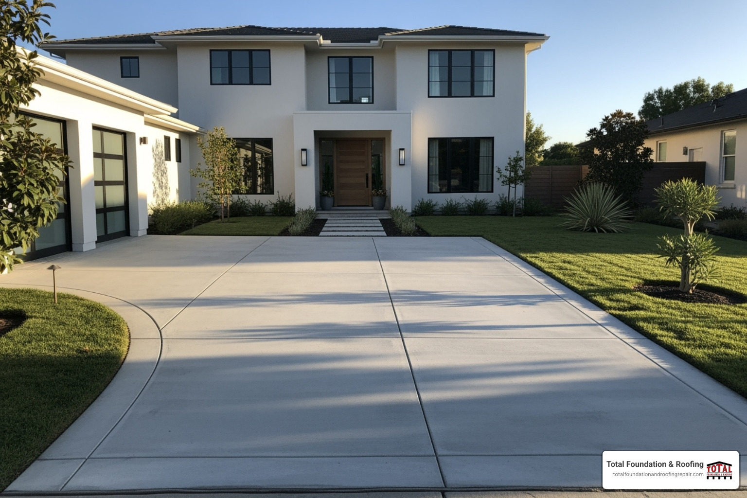 Image of a well-maintained, smooth concrete driveway after refinishing - driveway refinishing near me Image of a well-maintained, smooth concrete driveway after refinishing - driveway refinishing near me