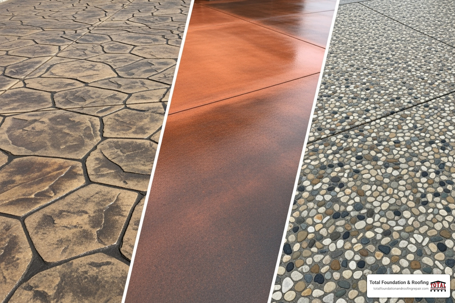 Image of various decorative concrete finishes, such as stamped, stained, and colored concrete - driveway refinishing near me Image of various decorative concrete finishes, such as stamped, stained, and colored concrete - driveway refinishing near me