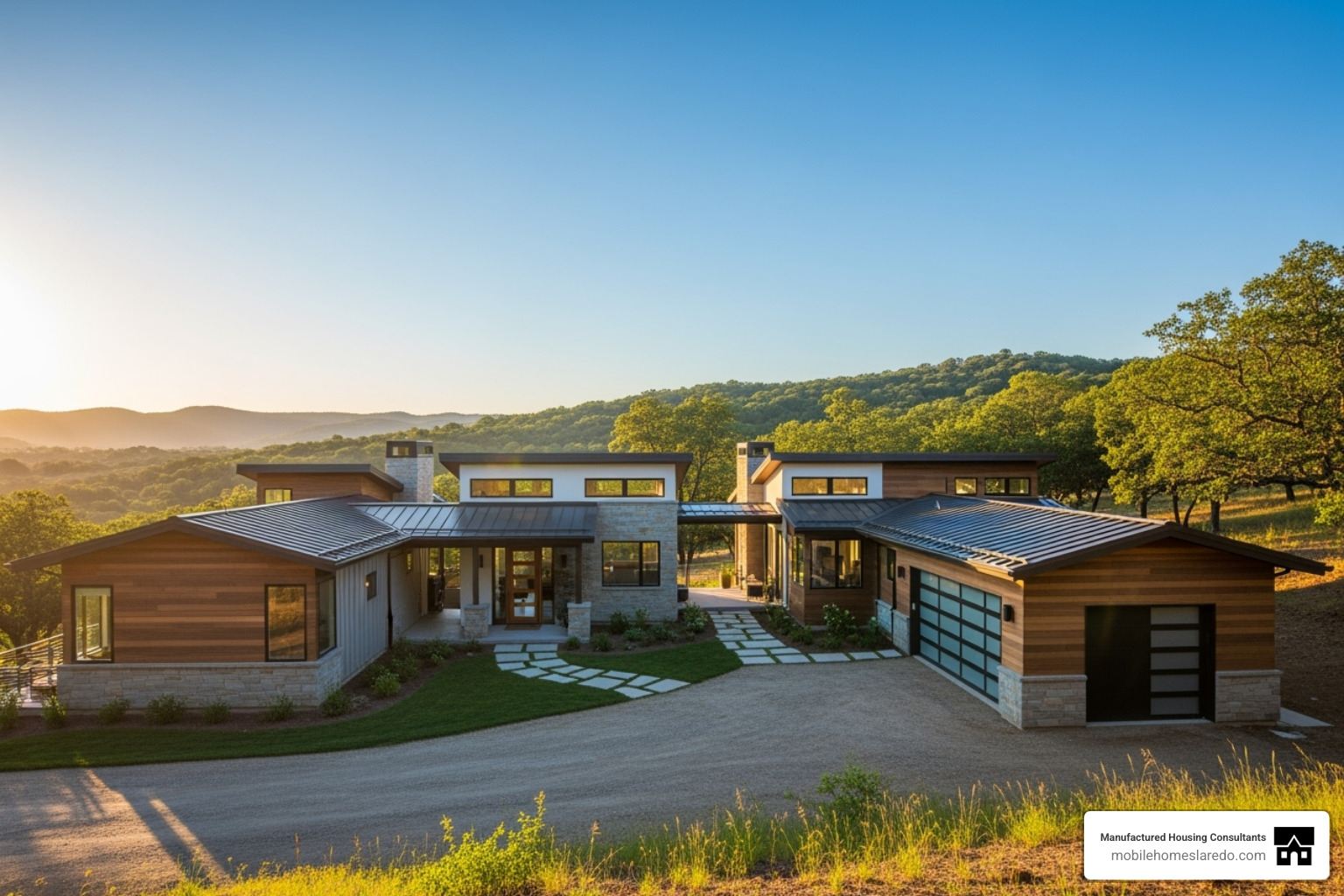 modular home complex with garage and breezeway - unique modular home designs