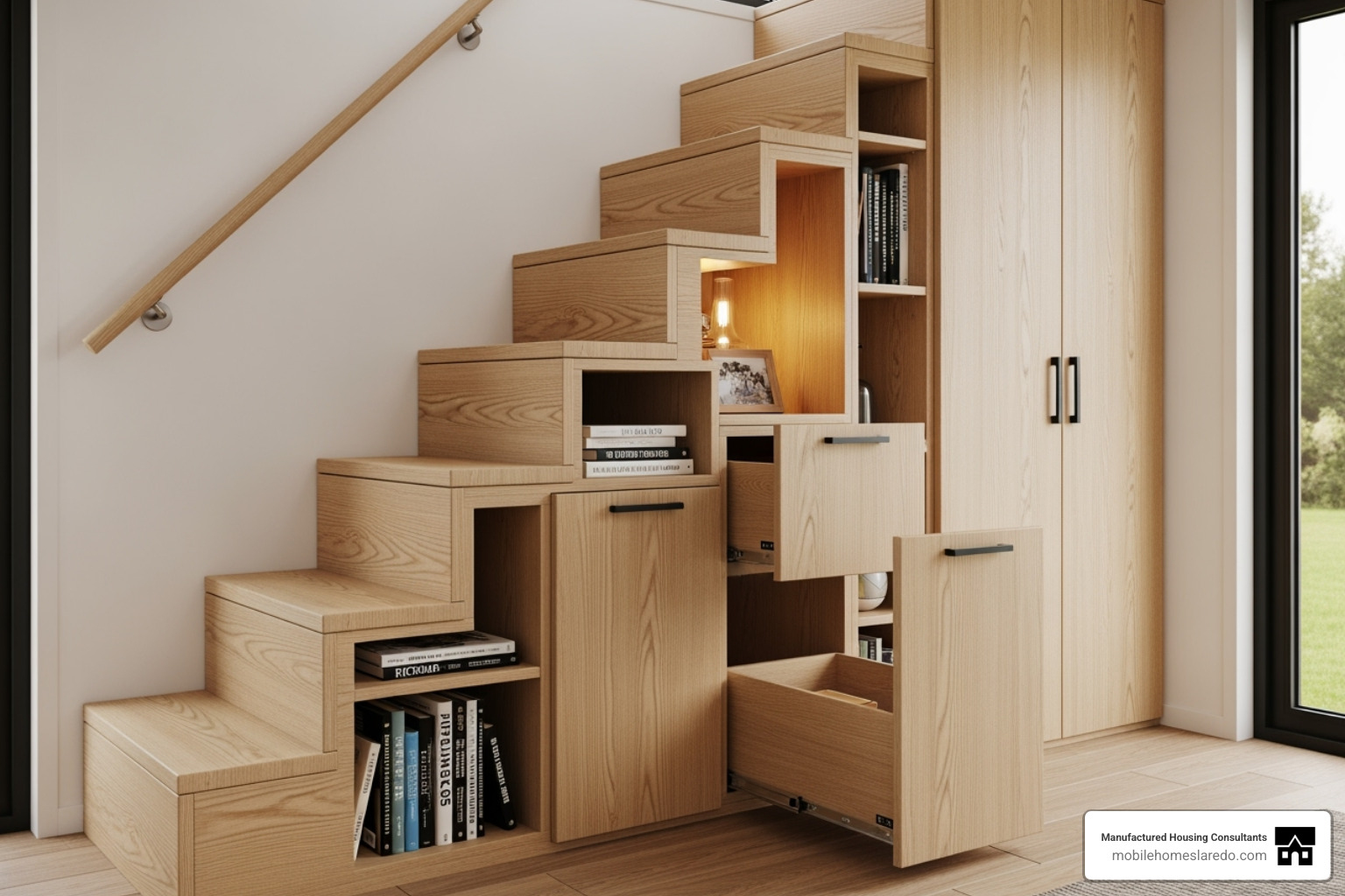 Under-stair storage in a tiny home - creative tiny home designs