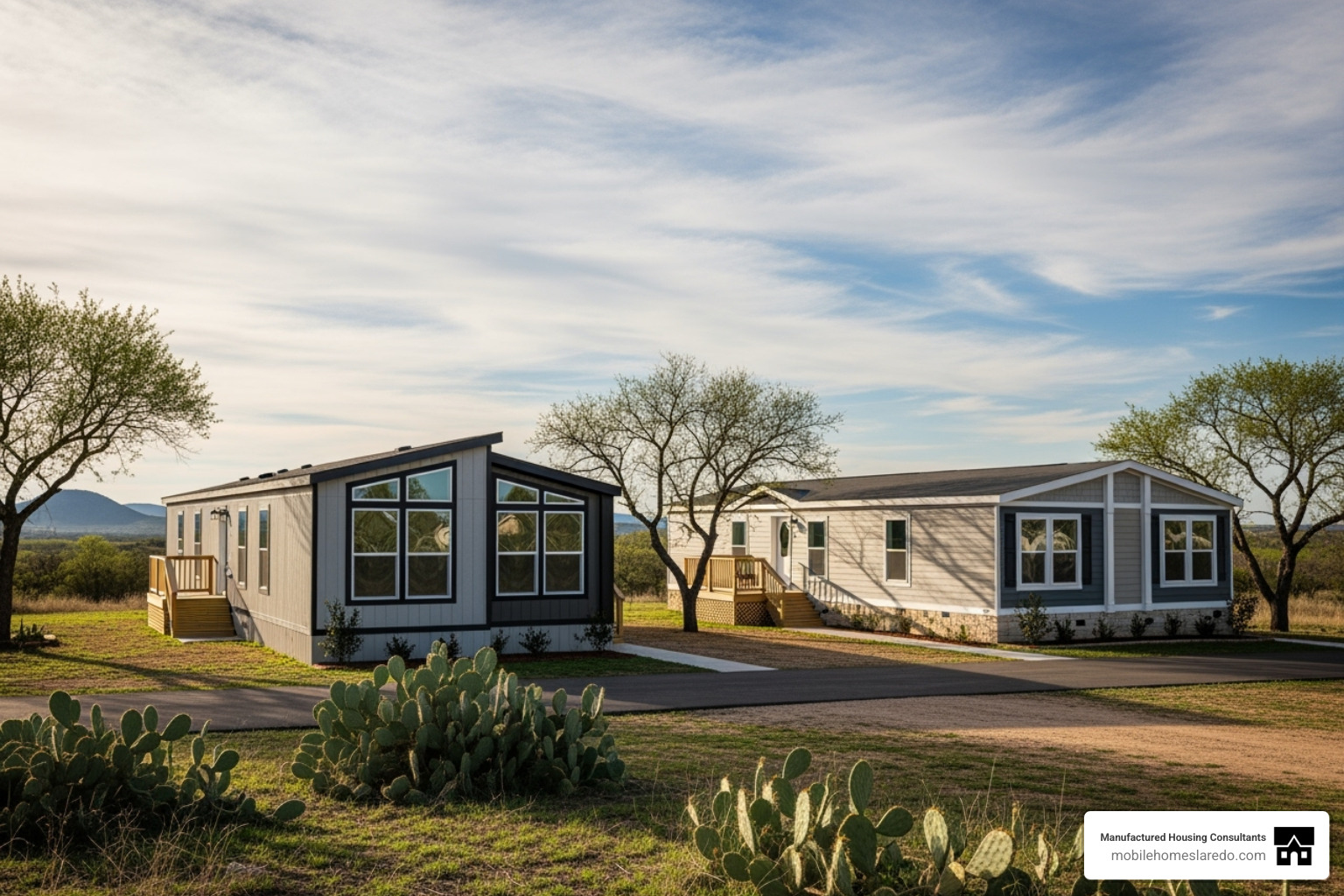 image of a single-wide next to a double-wide home - mobile homes for sale in Texas