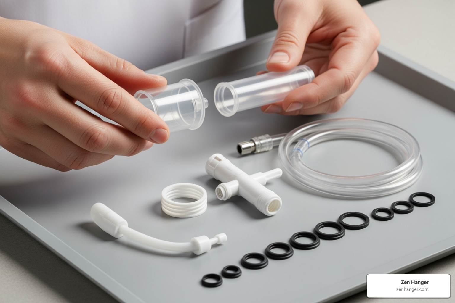 Image showing how to disassemble and clean a penis pump - penis pump techniques