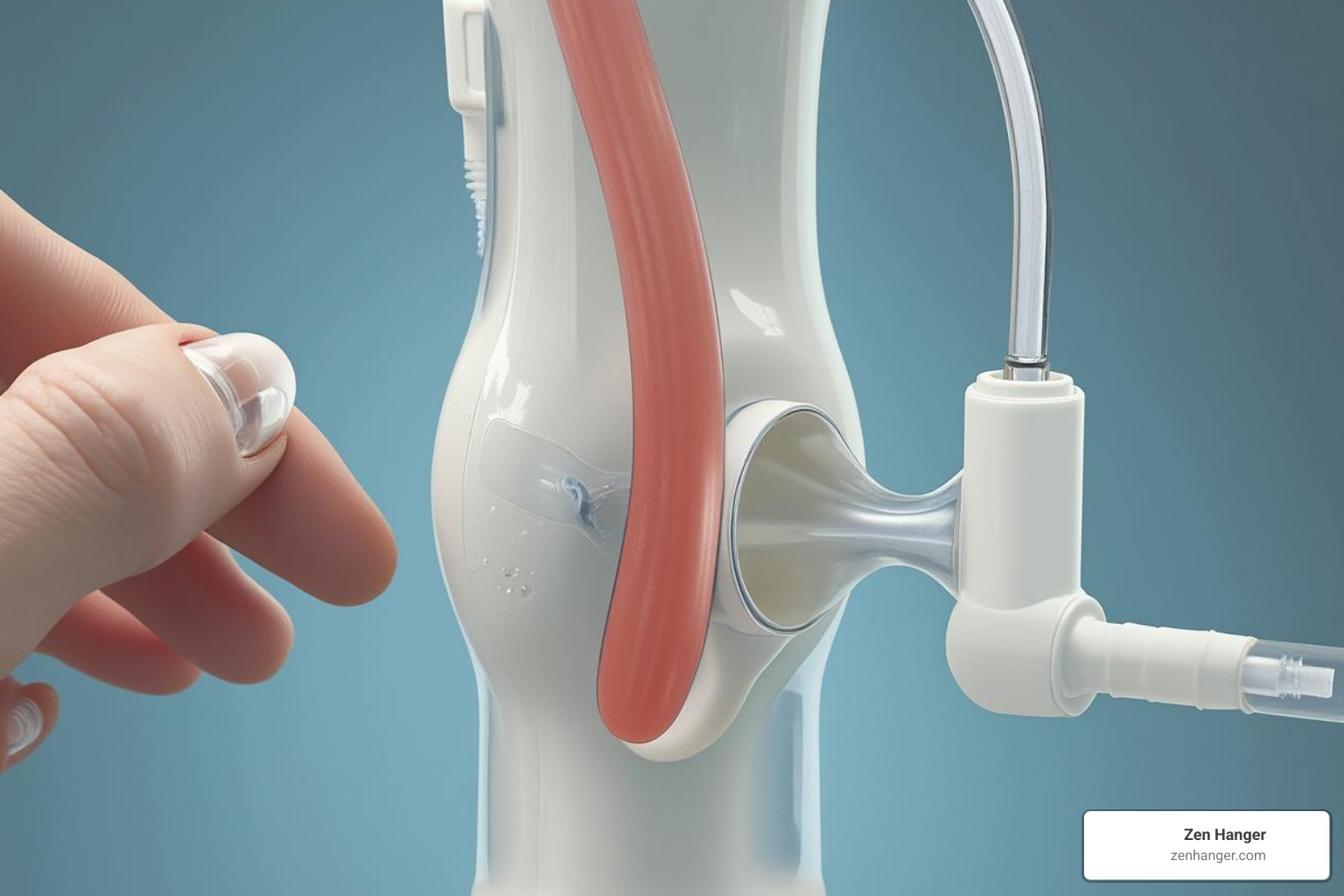 Image illustrating the correct placement of the pump cylinder and a constriction ring - penis pump techniques
