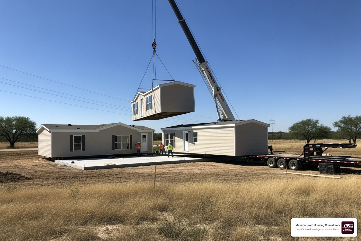 double wide mobile home being installed - double wides for sell