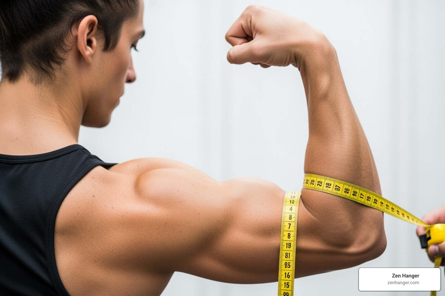 person using a tape measure to track bicep growth - how to get bigger naturally