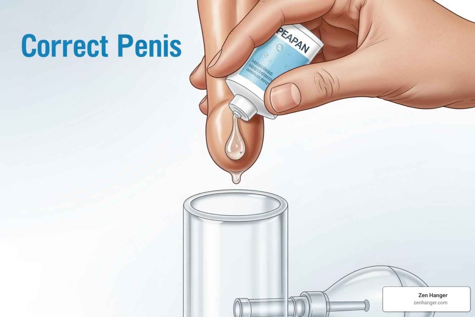 Illustration of correct application of a penis pump with proper lubrication - pictures of pumped penis Illustration of correct application of a penis pump with proper lubrication - pictures of pumped penis