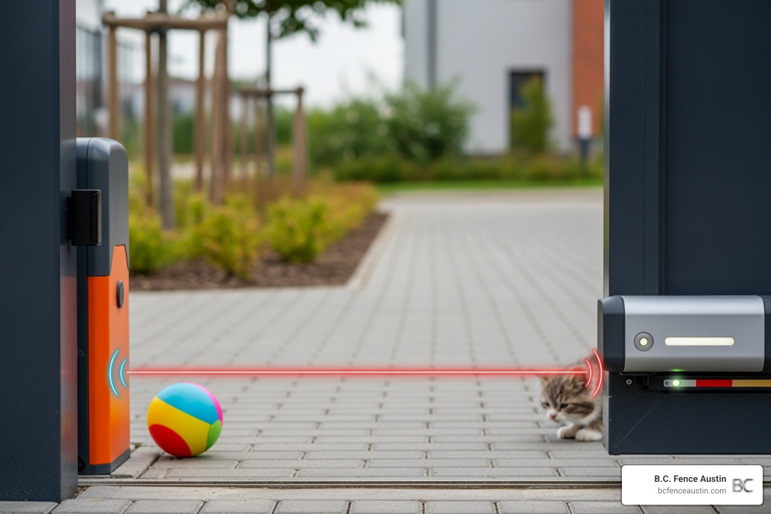 A safety sensor detecting an obstacle near a gate - automatic gate installation