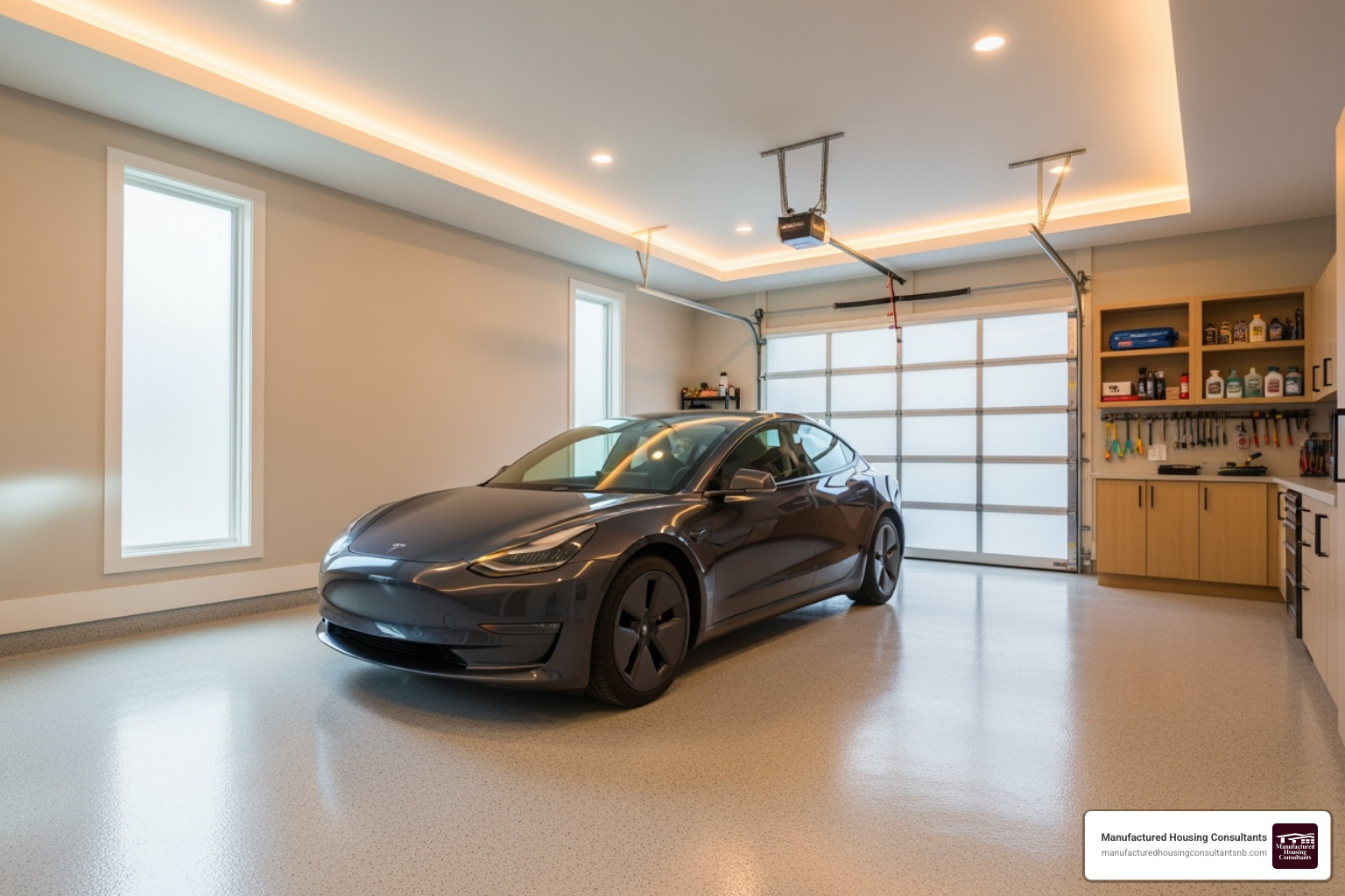 car in a spacious garage - mobile homes with garages car in a spacious garage - mobile homes with garages