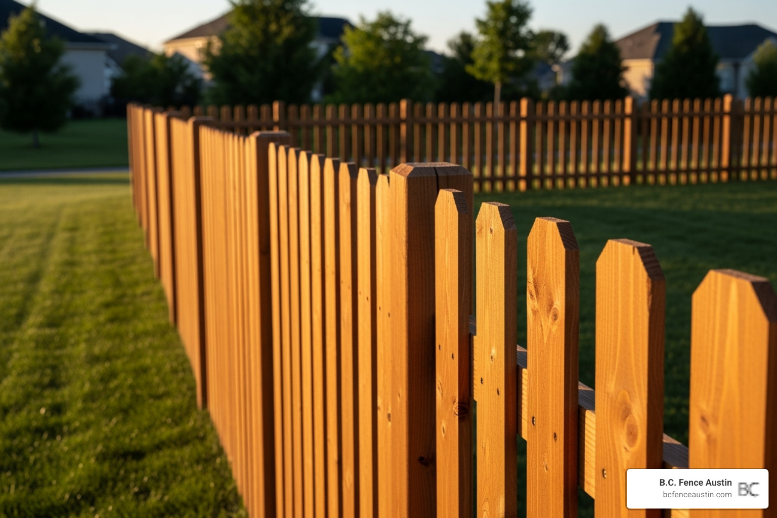 well-maintained stained wood fence - Fence replacement cost Austin