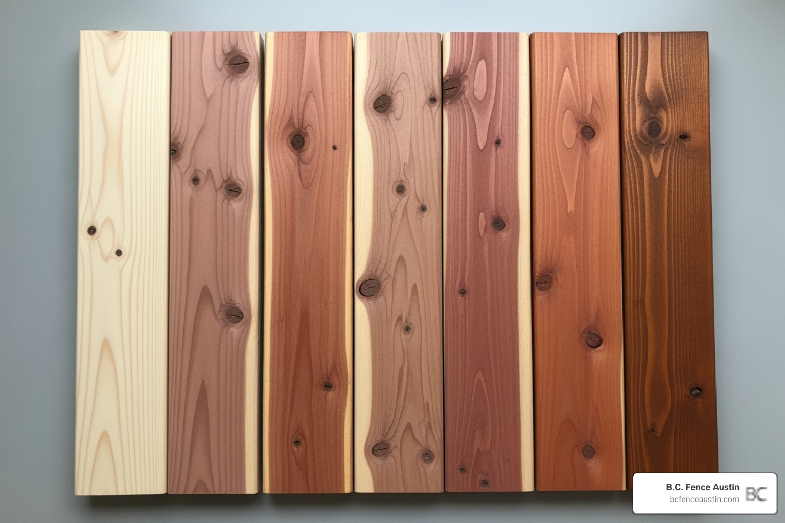 Different wood stain opacities on cedar planks - stain wood fence Different wood stain opacities on cedar planks - stain wood fence