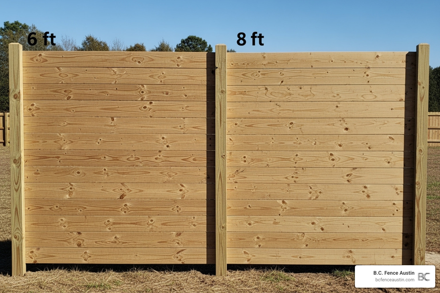 image illustrating the difference in material needed for a 6-foot versus an 8-foot fence panel - average cost per foot to install privacy fence image illustrating the difference in material needed for a 6-foot versus an 8-foot fence panel - average cost per foot to install privacy fence
