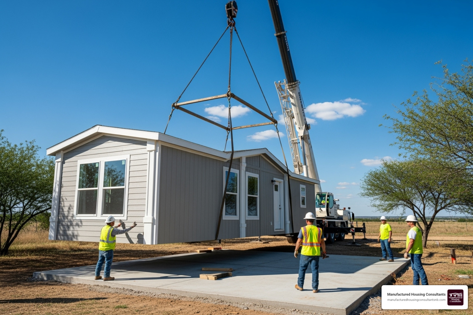 home being installed on a concrete slab foundation - manufactured home foundation types