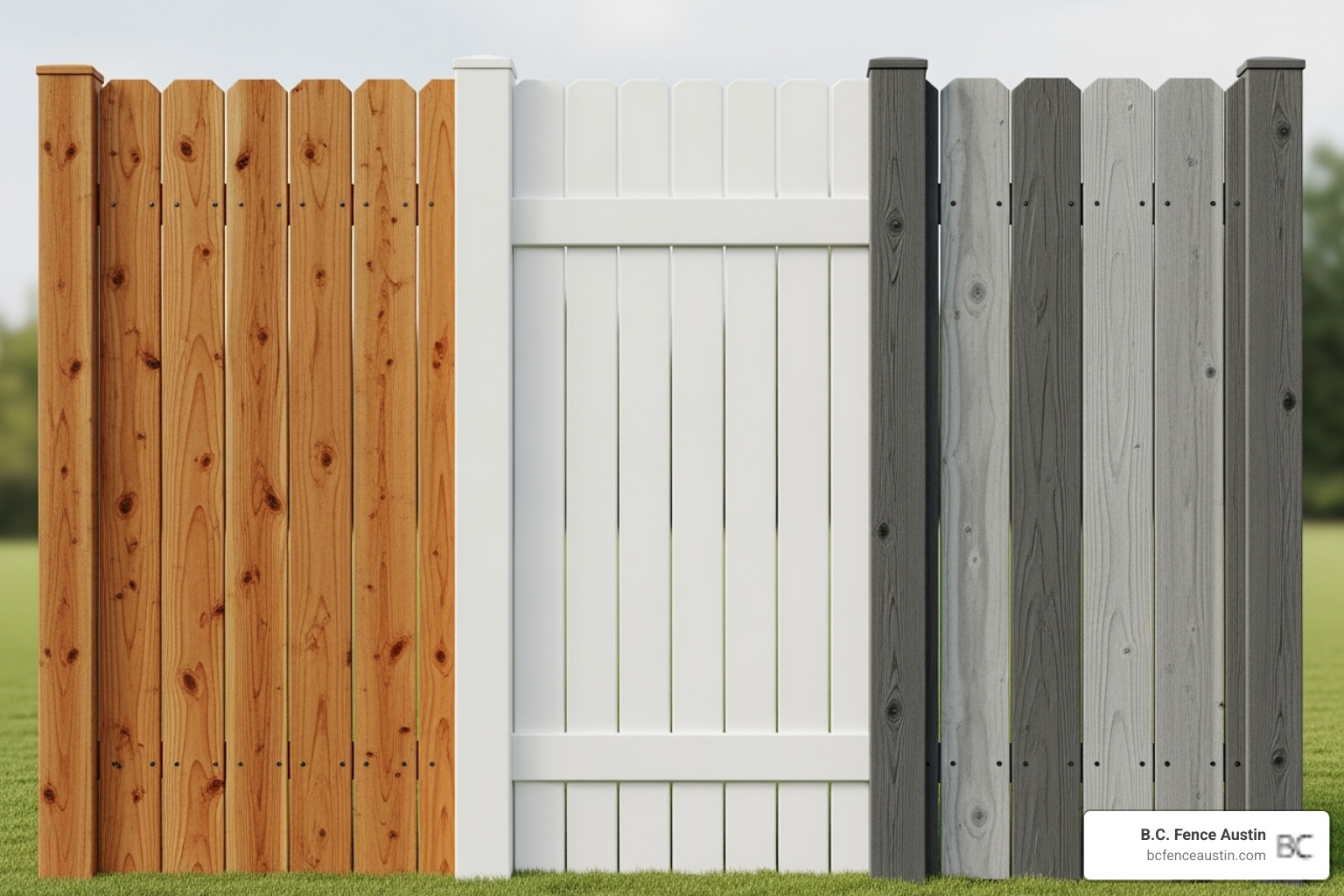 side-by-side comparison of wood, vinyl, and composite fence panels - average cost per foot to install privacy fence side-by-side comparison of wood, vinyl, and composite fence panels - average cost per foot to install privacy fence