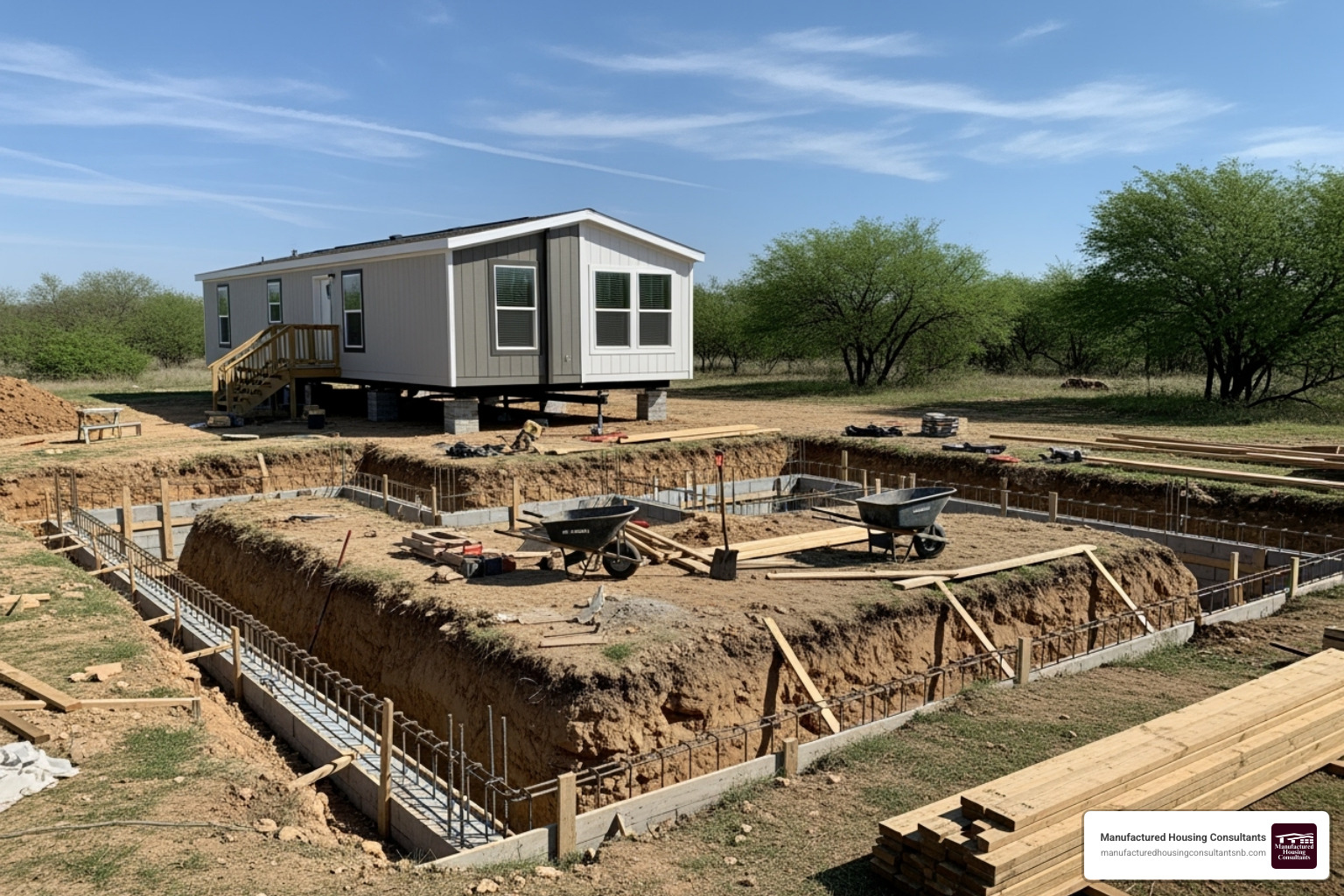 basement foundation being constructed on a residential lot - manufactured home basement foundation basement foundation being constructed on a residential lot - manufactured home basement foundation