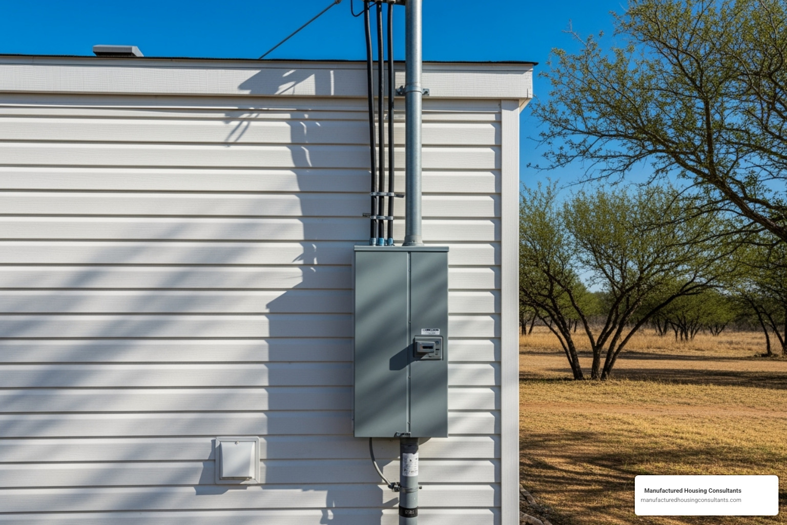 4-wire electrical service panel on a Texas manufactured home - mobile home utility hookup