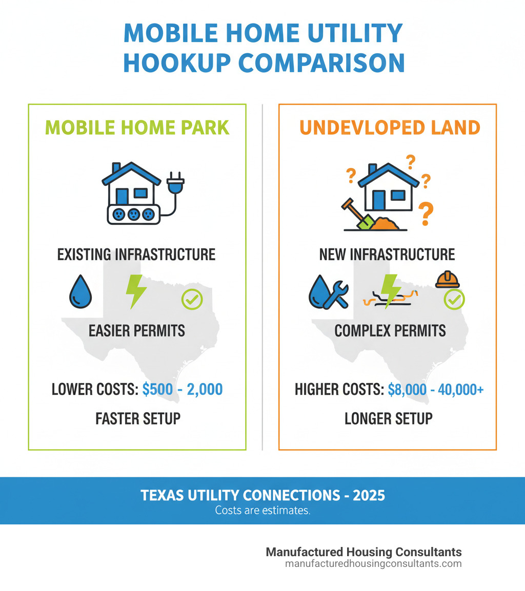 utility hookup comparison - mobile home utility hookup infographic 
