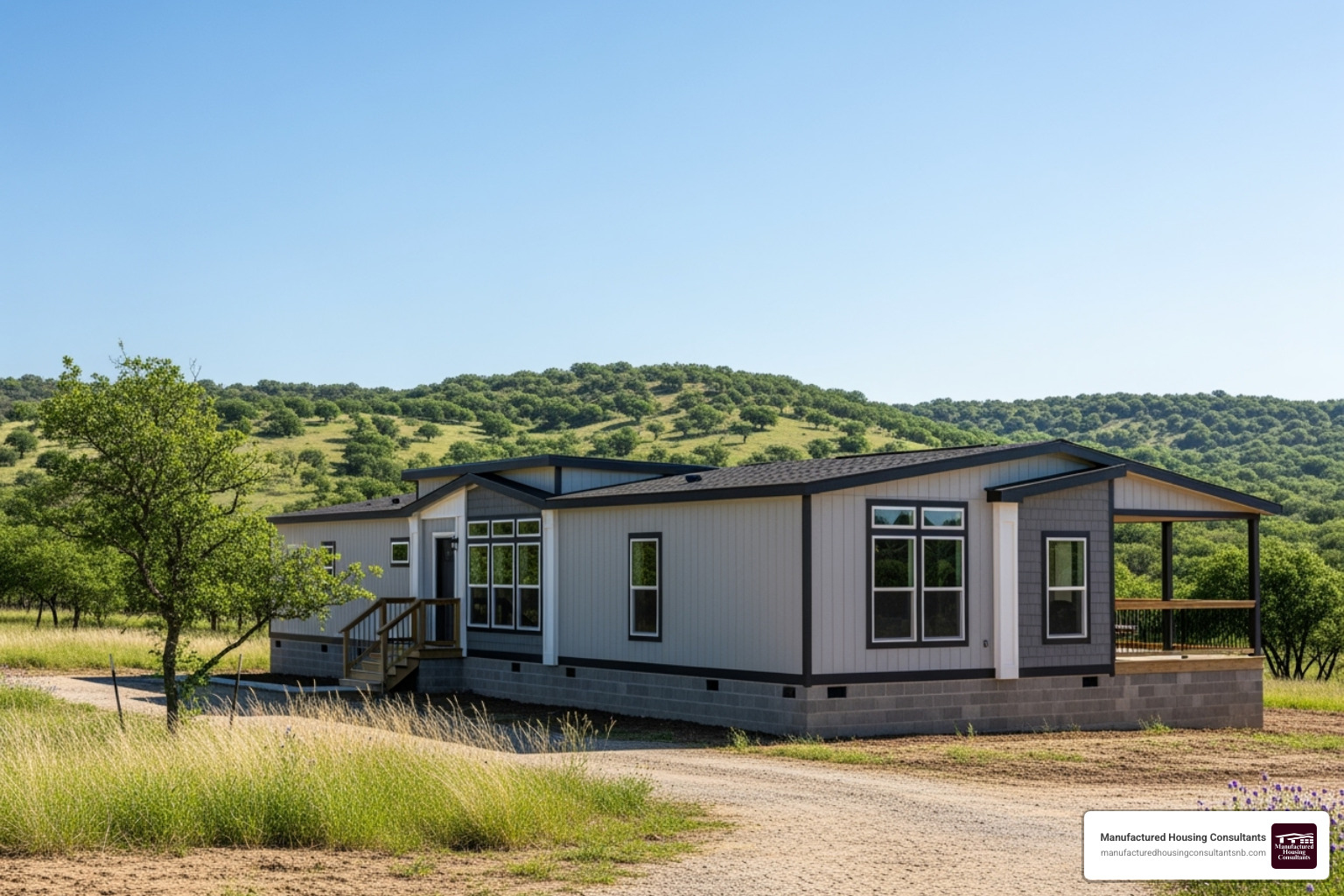 modern manufactured home with foundation in Texas landscape - putting a mobile home on a foundation modern manufactured home with foundation in Texas landscape - putting a mobile home on a foundation