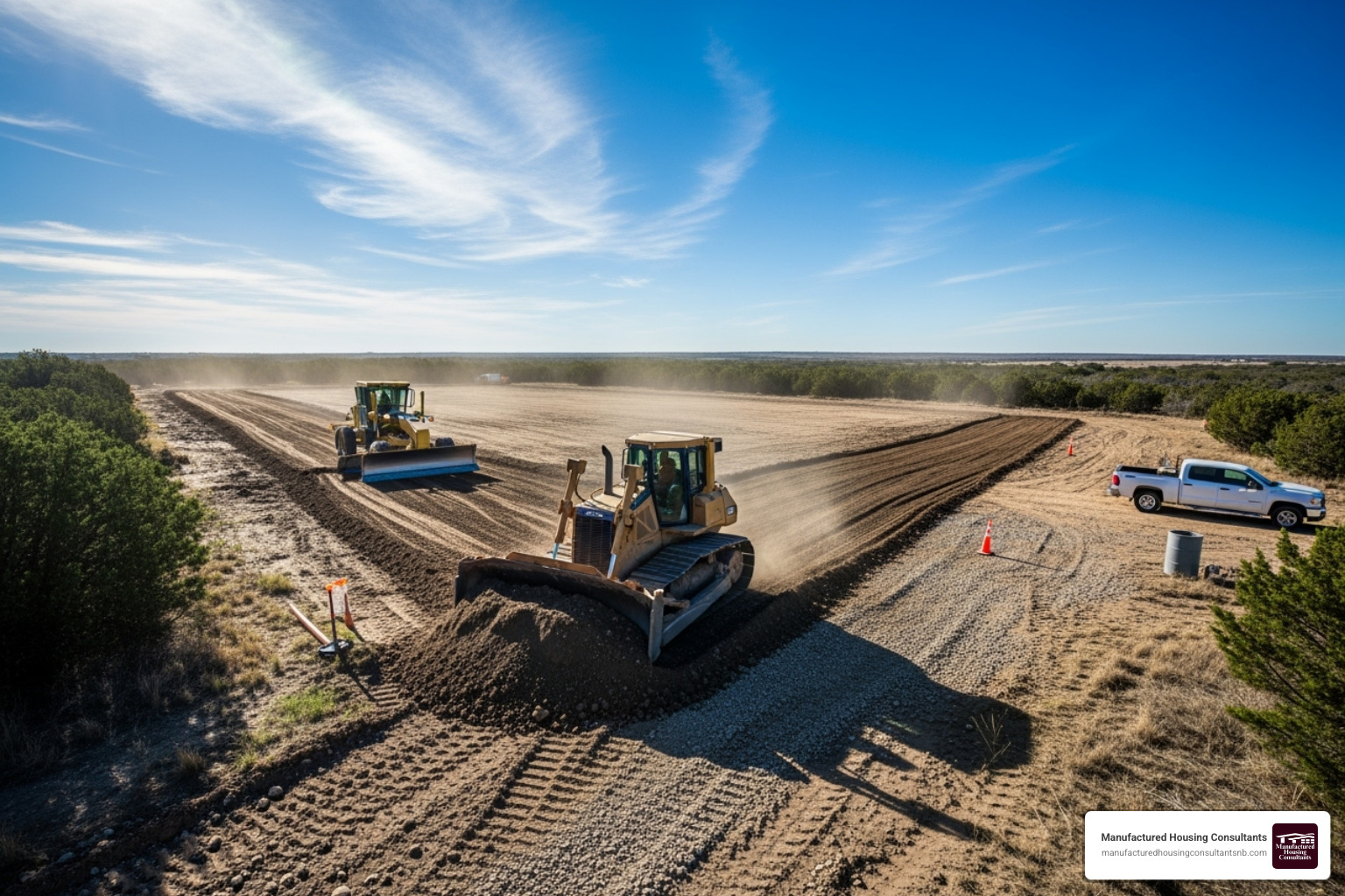 construction site being leveled for a foundation - putting a mobile home on a foundation construction site being leveled for a foundation - putting a mobile home on a foundation