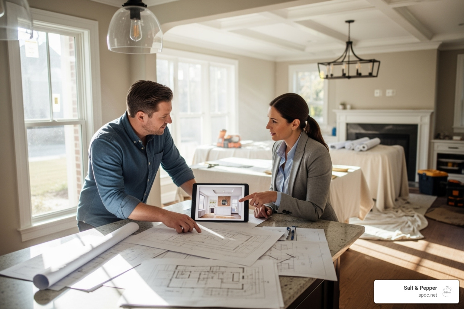homeowner interviewing a contractor - renovation builder near me