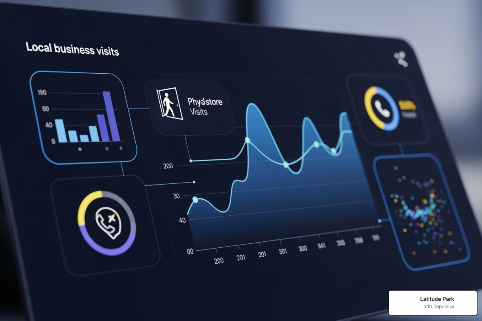 Google Ads dashboard report highlighting key local metrics like "Store visits," "Clicks-to-call," and "Get directions clicks." - search local ads