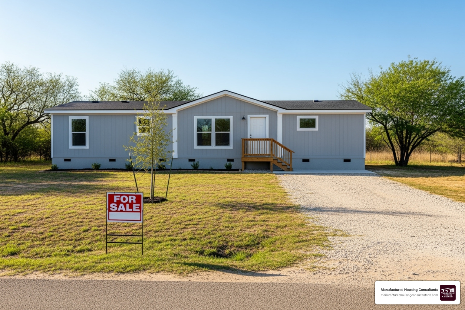 For Sale sign in front of a manufactured home - bank repossessed mobile homes For Sale sign in front of a manufactured home - bank repossessed mobile homes