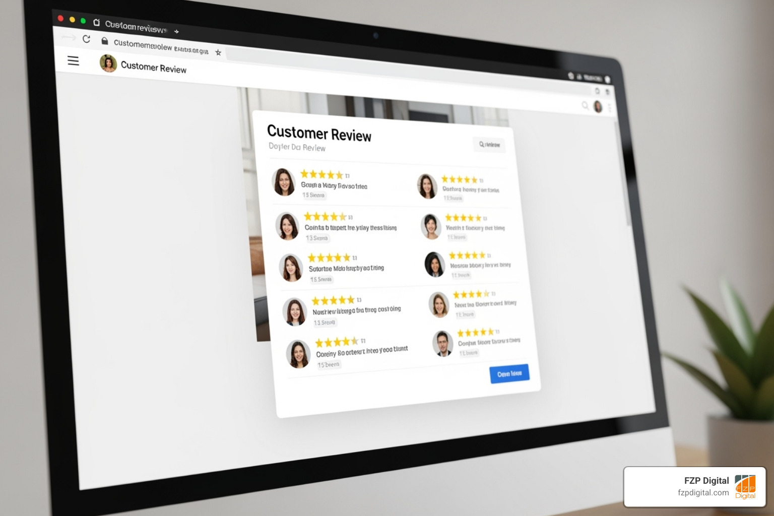 website widget showcasing 5-star customer testimonials - online review solutions