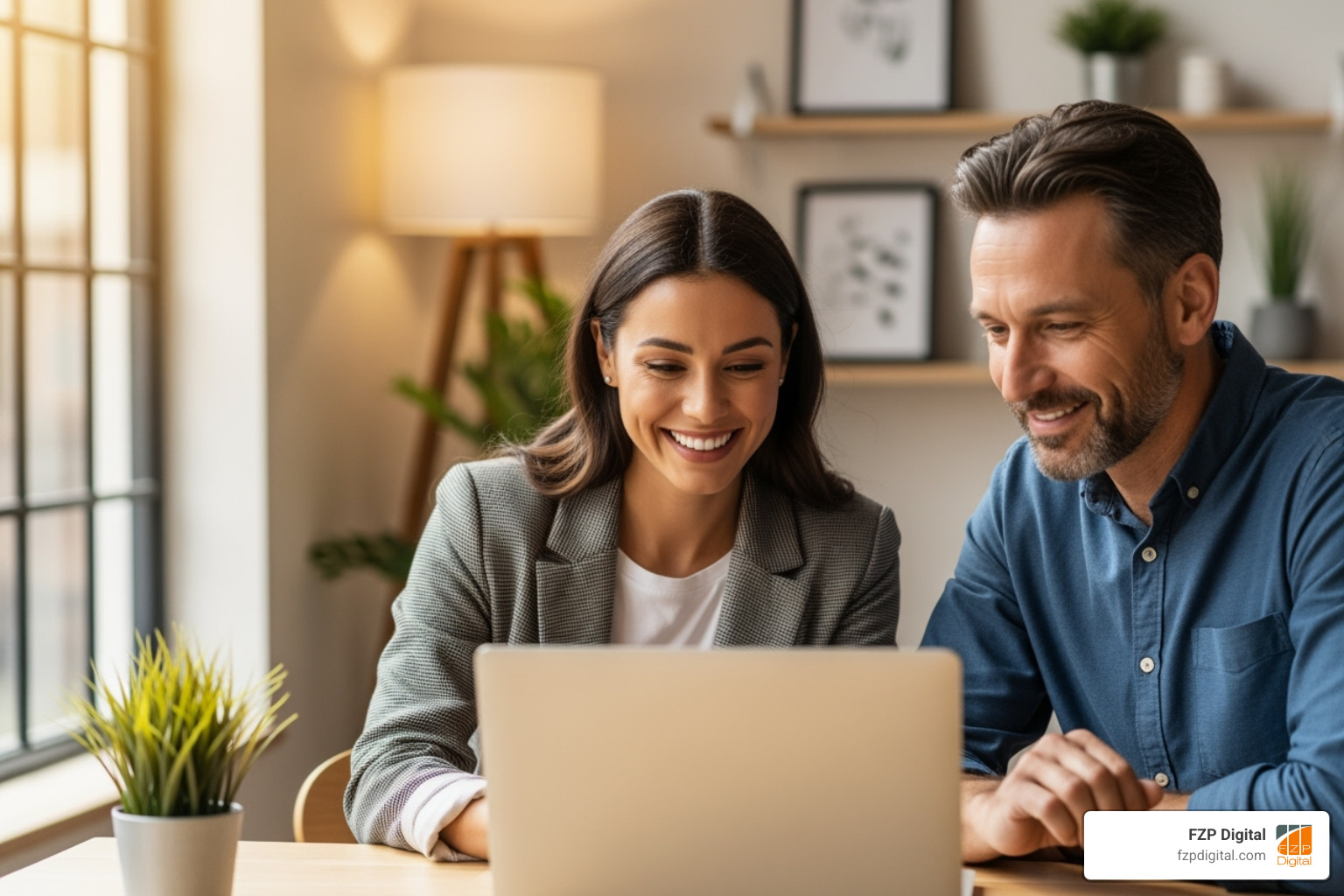 friendly marketing expert collaborating with small business owner - online review solutions