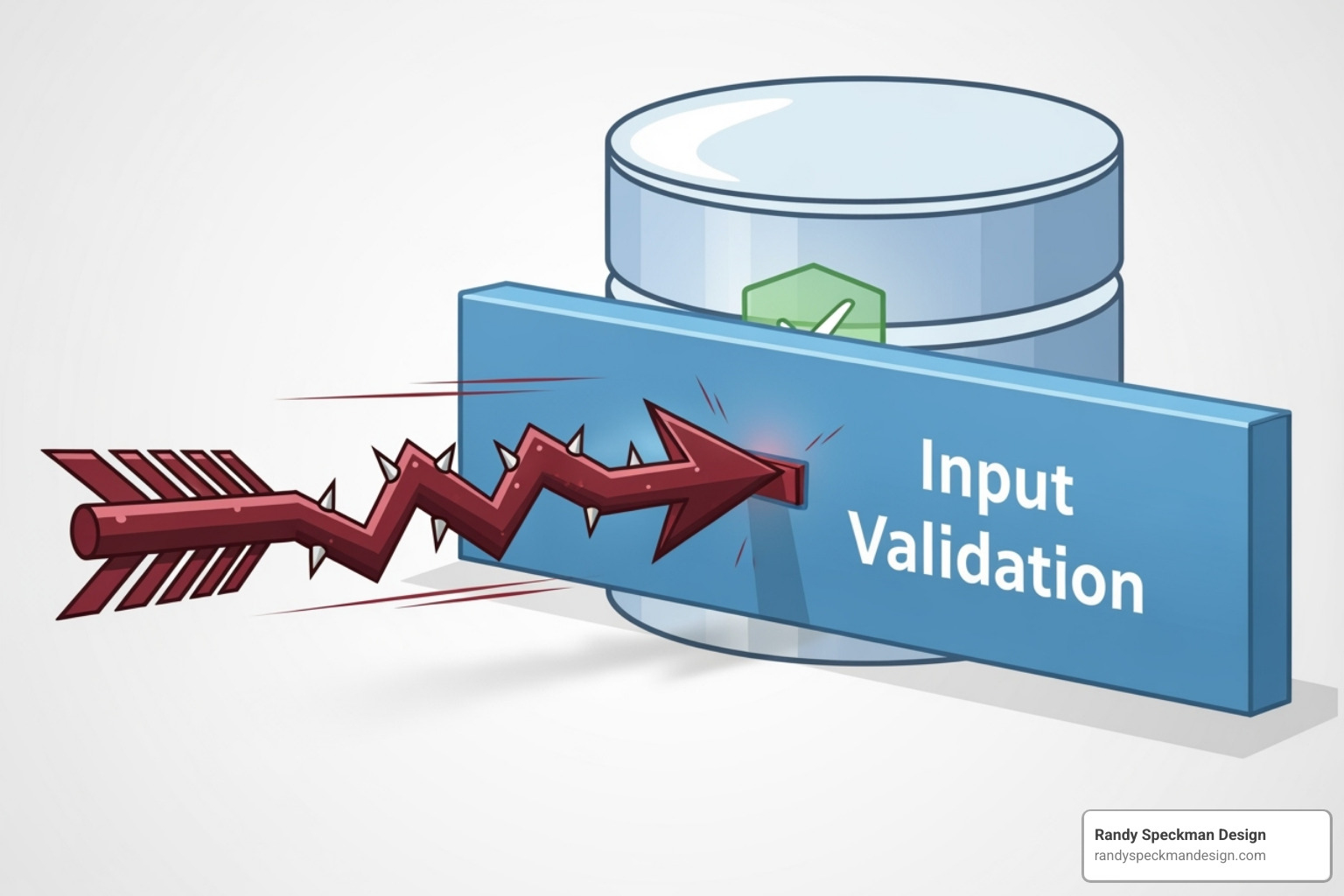 diagram showing how input validation blocks a malicious SQL query - Secure website development diagram showing how input validation blocks a malicious SQL query - Secure website development