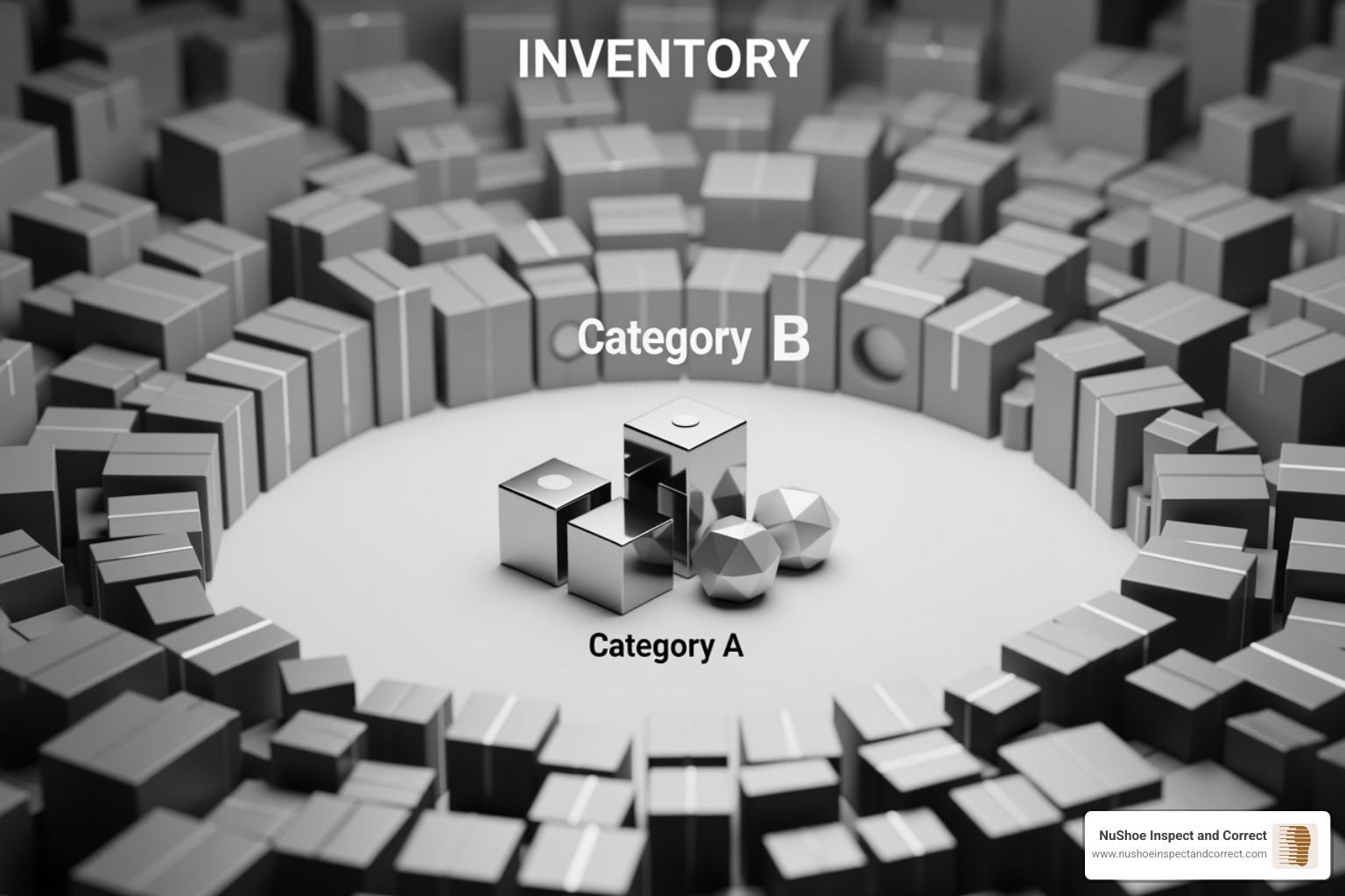 Image illustrating the concept of A, B, and C inventory categories - inventory grading Image illustrating the concept of A, B, and C inventory categories - inventory grading