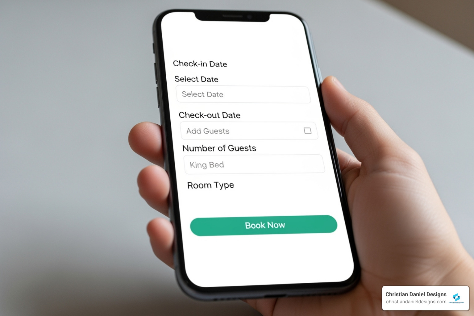 Simple And Clean Hotel Booking Form On A Mobile Phone - Hotel Booking Website Design Simple and clean hotel booking form on a mobile phone - hotel booking website design