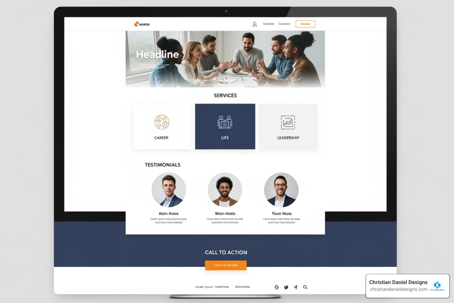 Well-structured coaching website homepage layout - squarespace coaching websites
