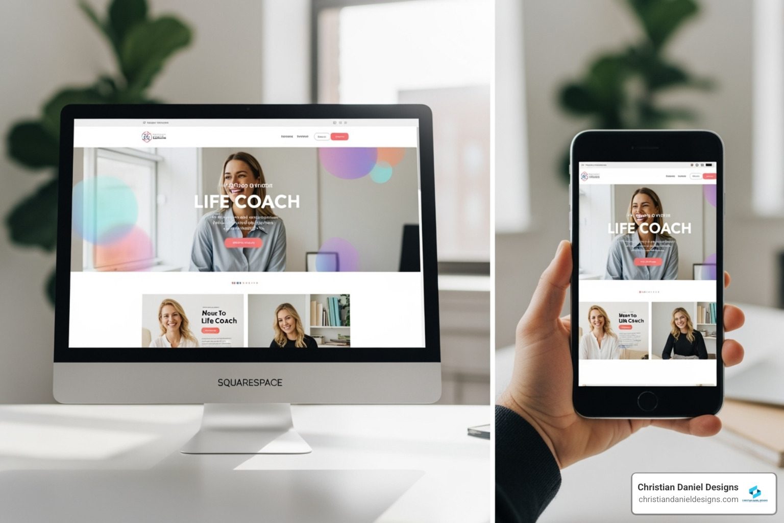 Collage of squarespace coaching templates - squarespace coaching websites