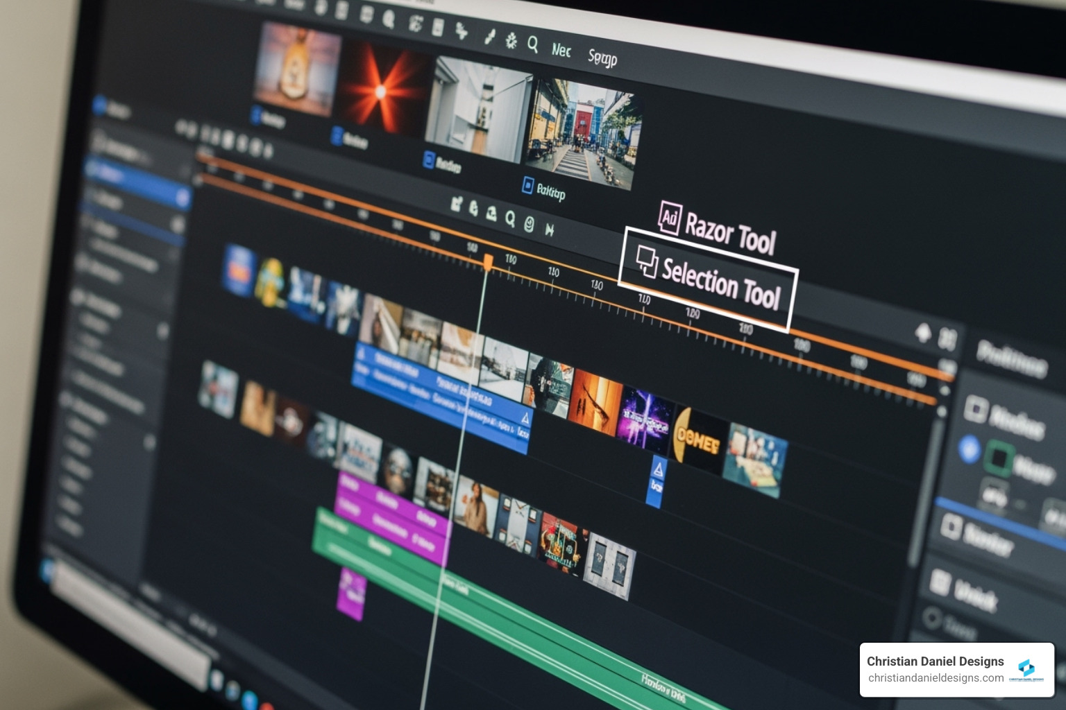 Premiere Pro Timeline With The Razor And Selection Tools Highlighted - Premiere Pro For Beginners Premiere pro timeline with the razor and selection tools highlighted - premiere pro for beginners