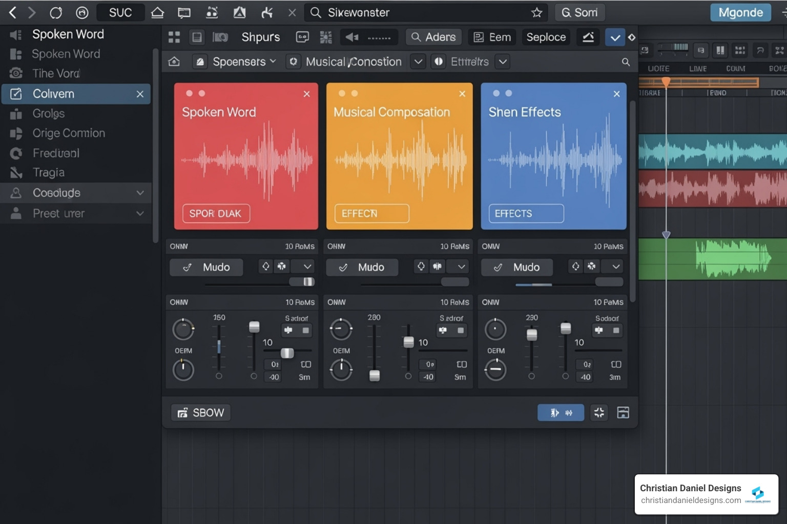 Essential Sound Panel interface showing Dialogue, Music, and SFX tabs - Premiere Pro editing techniques