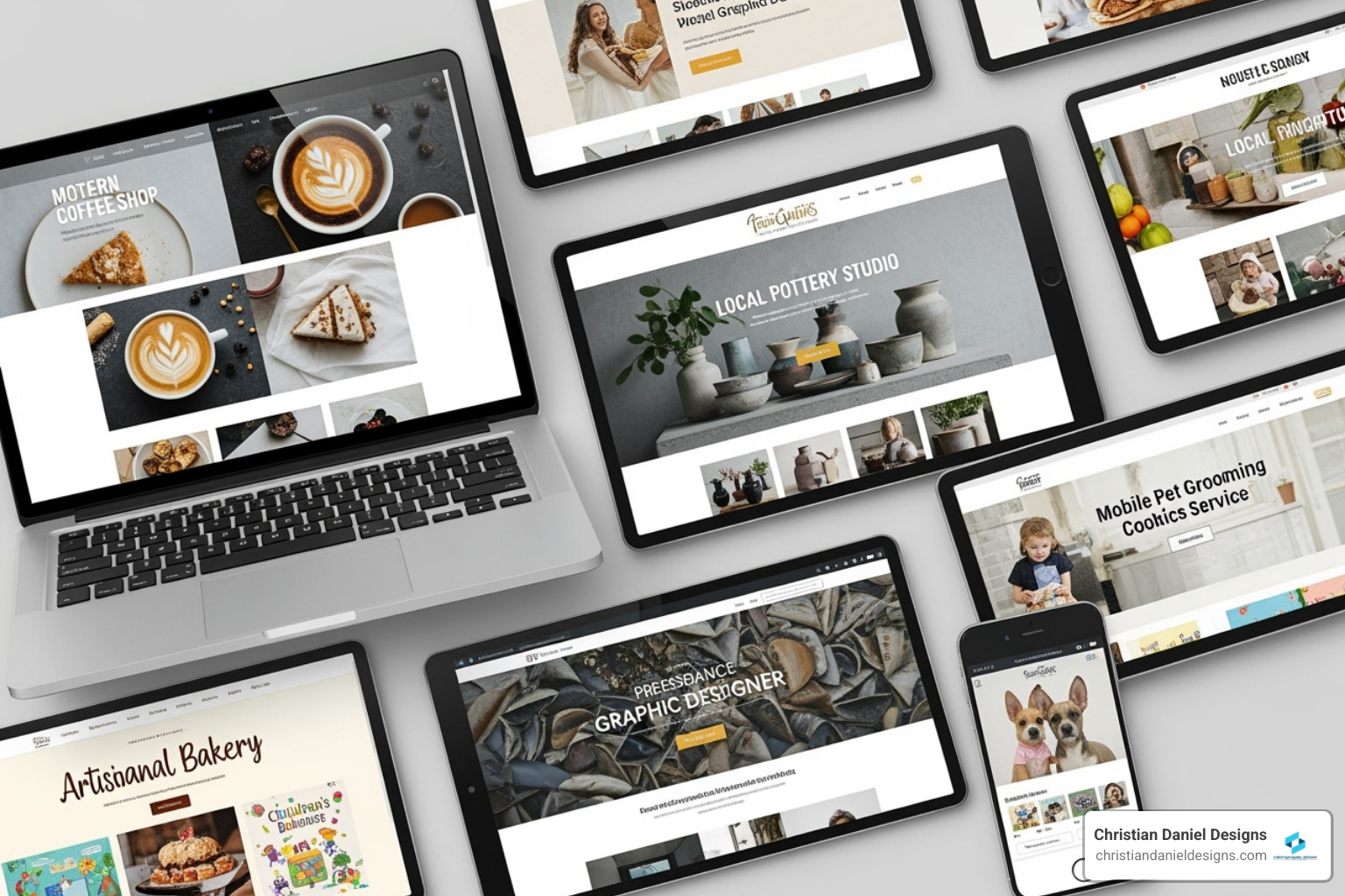image showcasing a portfolio of diverse small business websites - website designers for small business