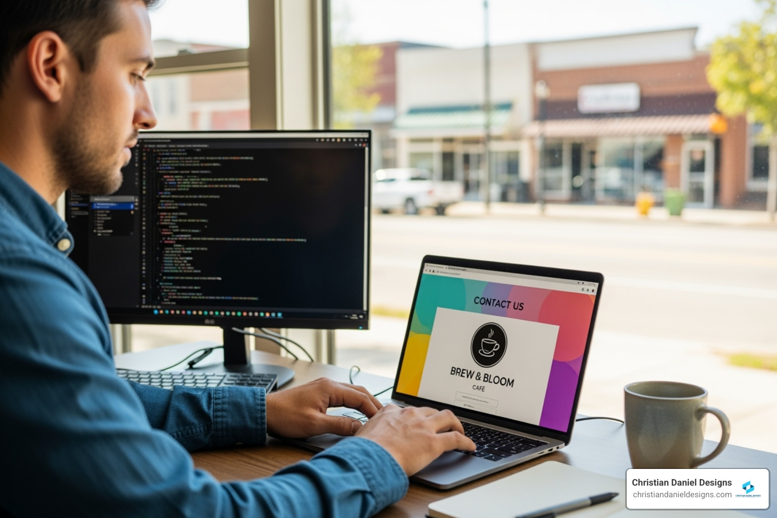 Person interacting with a fast, mobile-friendly website on their phone - web developer for small business
