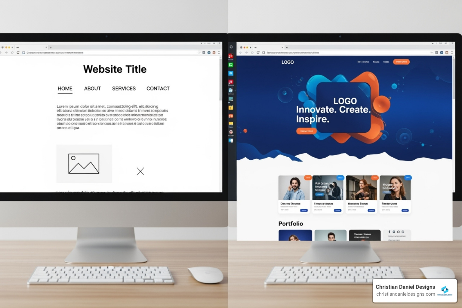 Generic template versus professionally customized Squarespace website - Squarespace template customization Generic template versus professionally customized Squarespace website - Squarespace template customization