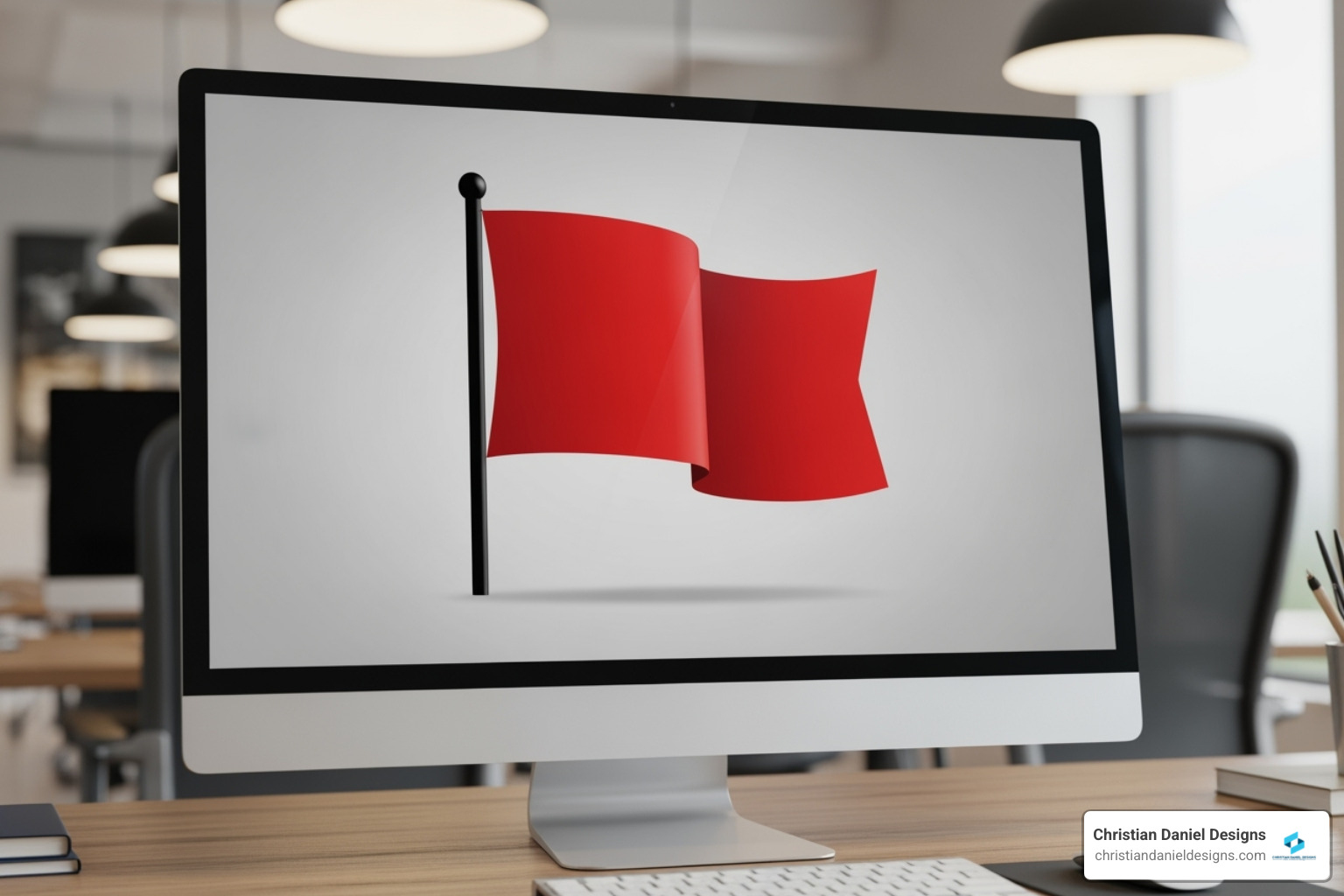 Red flag on a computer screen - how to find a web designer for small business