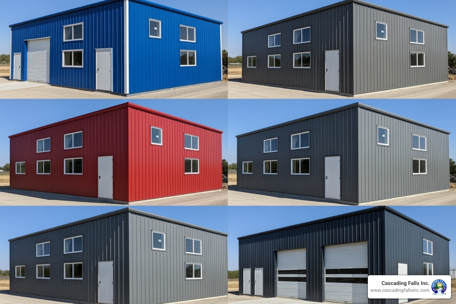 image showing various customization options like different color panels, window styles, and door types - metal tube building kits image showing various customization options like different color panels, window styles, and door types - metal tube building kits