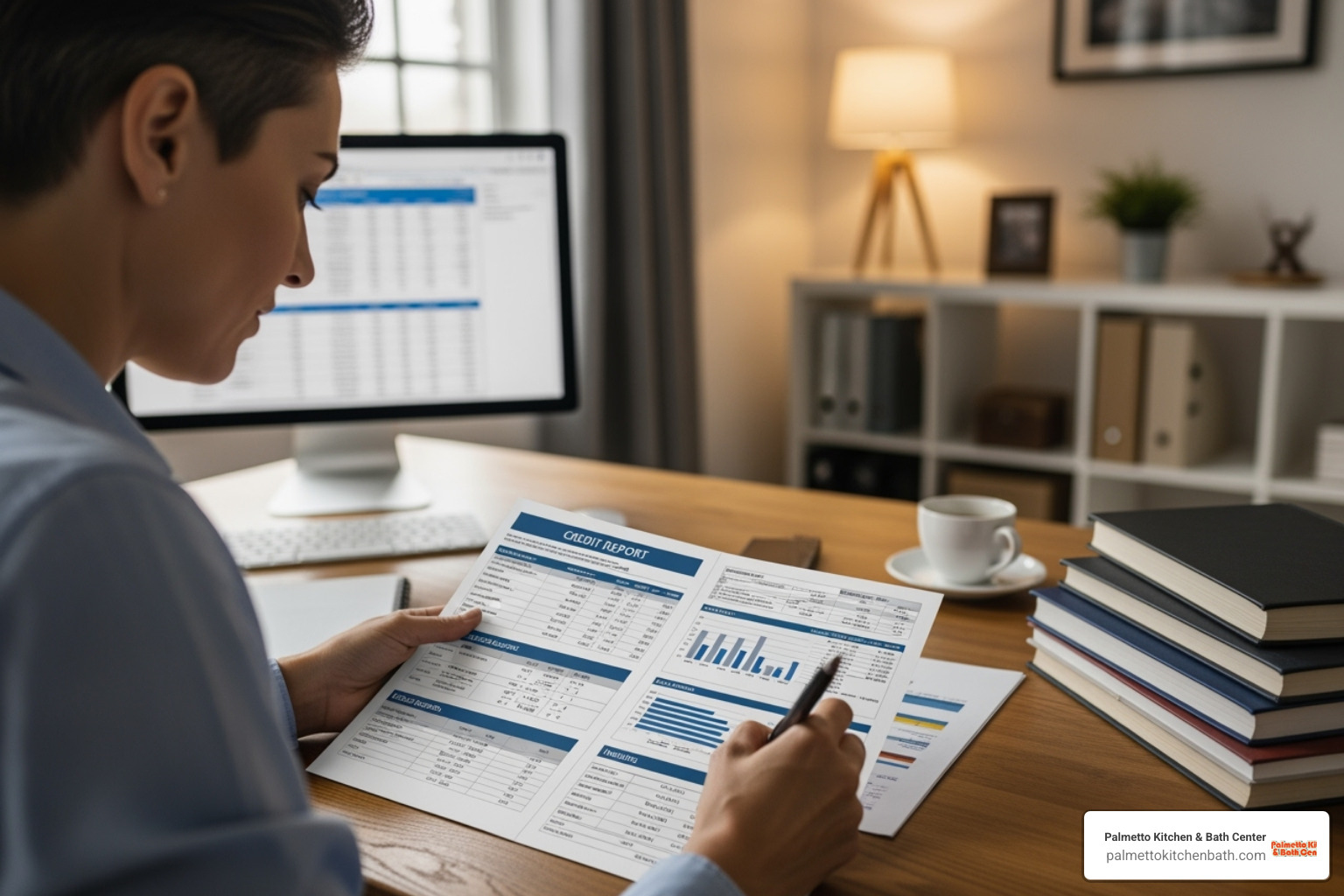 person reviewing credit report - bathroom renovation financing person reviewing credit report - bathroom renovation financing