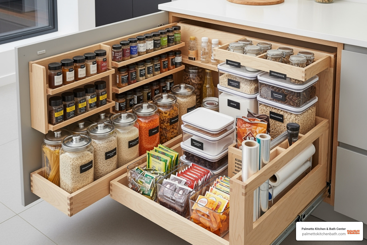 organized pull-out pantry drawer in a custom cabinet - what is the trend for kitchen cabinets in 2023 organized pull-out pantry drawer in a custom cabinet - what is the trend for kitchen cabinets in 2023